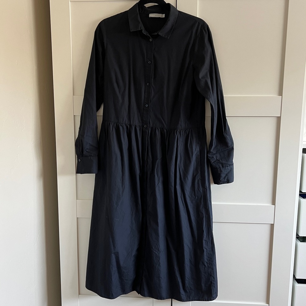 Vince Poplin Midi Shirtdress, Navy, size Medium
